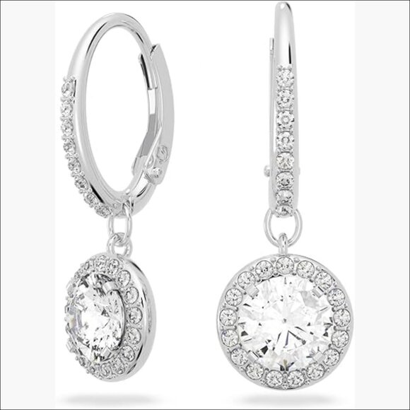 Swarovski Crystal Drop Earrings Rhodium Plated Setting